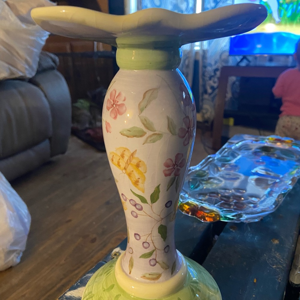Capriware Candle Hand Painted Pedistal